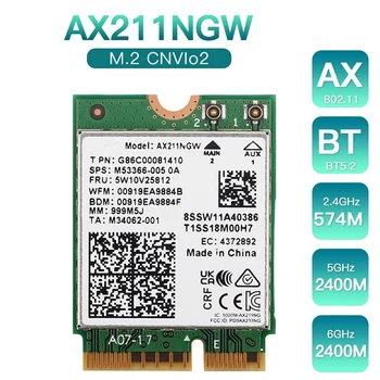 AX211NGW Wifi 6E M. 2 Kulcs E Cnvio2 kétsávos, 2,4 Ghz/5 ghz-es Vezeték nélküli Hálózati Kártya Készlet 802.11 Ac Bluetooth 5.2 Adapter