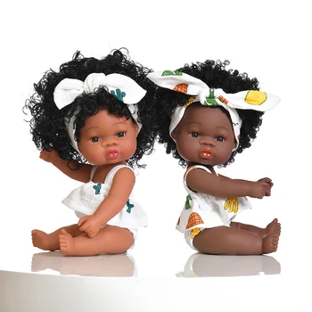 Amerikai Újjá Fekete Baba 35cm Afrikai Reborn Baba Lány, Kézzel készített Puha Szilikon Baba Fürdő Játék a Gyermekek Játék Karácsonyi Ajándék