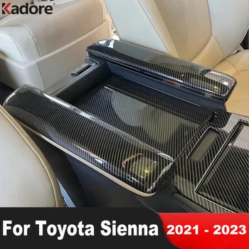 Autó Középkonzol Karfa Doboz Panel Fedél Trim Toyota Sienna 2021 2022 2023 Szénszálas Dekoráció, Belső Kiegészítők