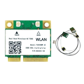 Kétsávos, 2,4 G/5 ghz-es AC7265 Vezeték nélküli MINI PCI-E WIFI Kártya Bluetooth-kompatibilis 4.2 1200Mbps 7265HMW 802.11 AC Laptop