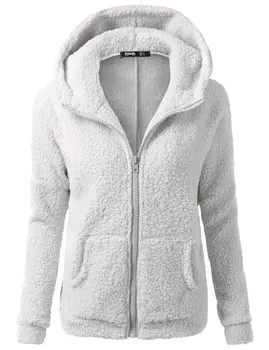 Őszi Téli Meleg Női Kapucnis Kabát 2023 Alkalmi Női Kapucnis Felső Sweatershirt Cipzár Kabát Szilárd Puha Polár Női Kabát
