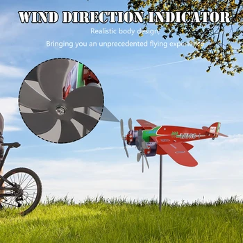 3D-s Gépet szélkakas Kreatív Elegáns Fém Repülőgép Kert szélkakas Plug Dekoráció Anti-korróziós Díszek a Családi Udvarok