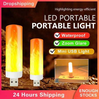 USB Láng Villog Gyertya Fény, LED-es Mini Hordozható Éjszakai Fény Kemping Hangulat Fény Családi Vészhelyzet energiatakarékos Lámpa