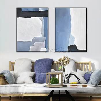 Vászon festmény cuadros decoracion akril, kék, fekete festés Wall art Képek nappali modern absztrakt qudraos105