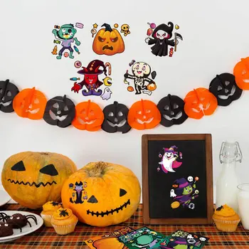 Halloween Kirakós Matricák DIY Tök Vámpír, Boszorkány, A Gyerek Oktatási Játékok Ajándék 16pcs/zsák