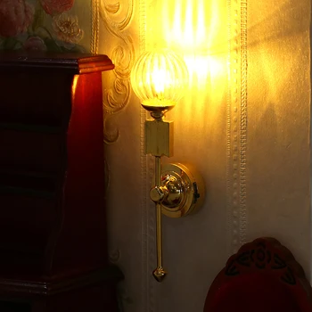 1:12 Babaház Mini Szimuláció LED Lámpa Kerek Fej Üveg Árnyékban, Fali Lámpa, Világítás, Bútor Dekoráció Játék Babaház Tartozékok