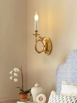 Francia ország retro kreatív madár kovácsoltvas fali lámpa, nappali, hálószoba éjjeli lámpa, előszoba, világos, Amerikai