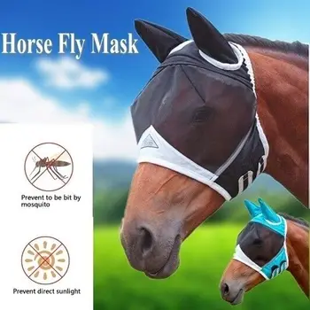 Lélegző Mesh Ló Repül Maszkot Füle Anti Szúnyog Pest Hood Teljes Arc Háló Maszk Anti-UV MINKET Ló Érdekel Termékek