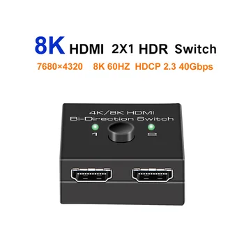8K HDMI A/B Switch 2x1 HDMI2.1 Splitter 1x2 4K, HDMI-kompatibilis Bi-irányba Audio Elosztó Kapcsoló Videó Selector Adapter PS5