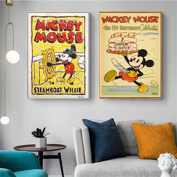 Disney Vászon Festmény Mickey Egér Divat Poszter Ujjlenyomat a Wall Art Képek Nappali Haza, Fali Dekor Születésnapi Ajándék